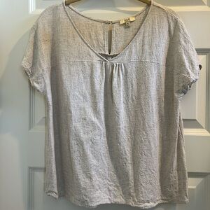 Kori Linen Top, Oatmeal/Cream color, Size Small